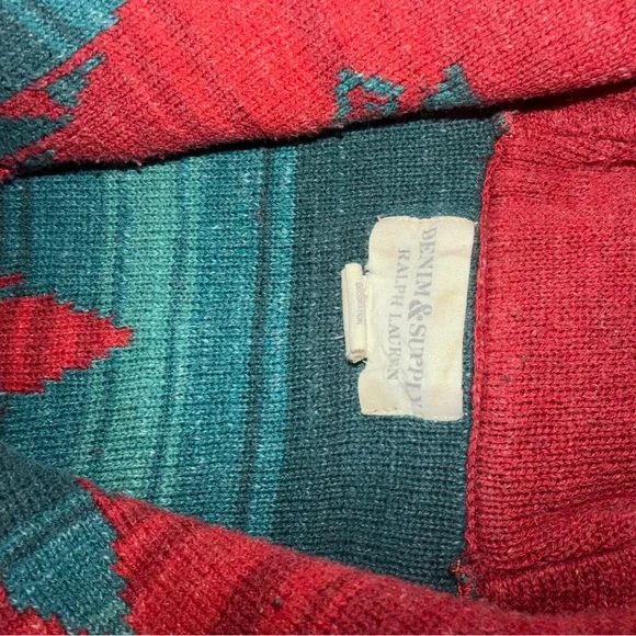 Denim & Supply Ralph Lauren Polo Navajo Red and Teal Patterned Sweater - Picture 5 of 6